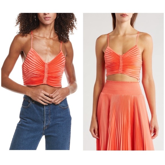 New! A.L.C. Ari Pleated Crop Top in Spice Coral 🪸 size 0 NWT!